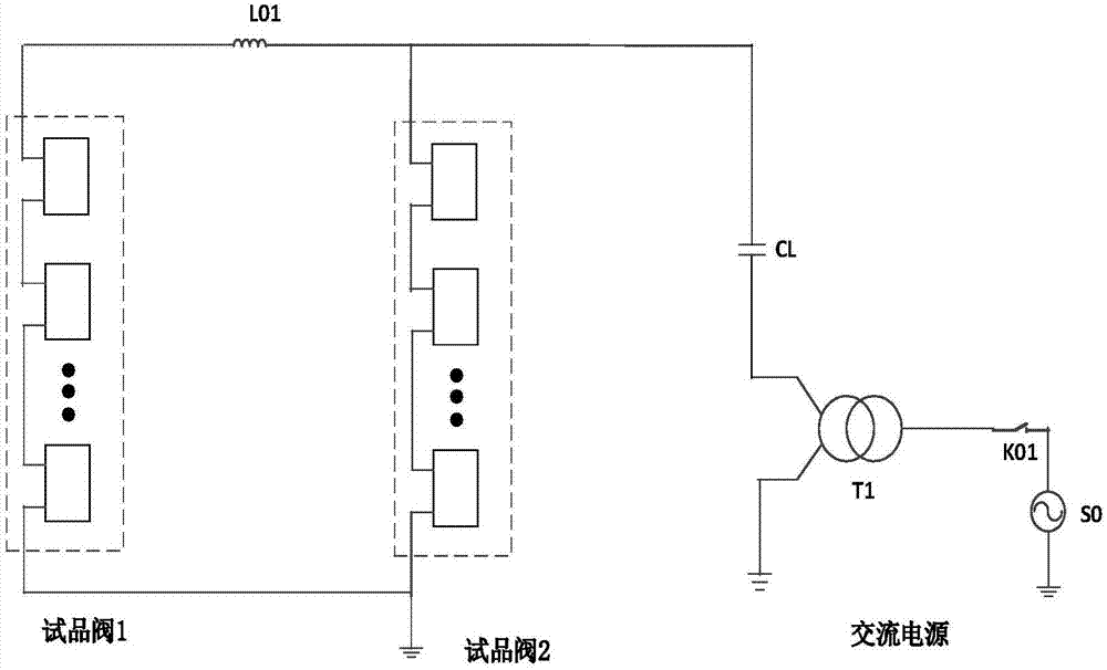 Converter valve steady-state operation test device using capacitor to bear bias voltage and converter valve steady-state operation test method thereof