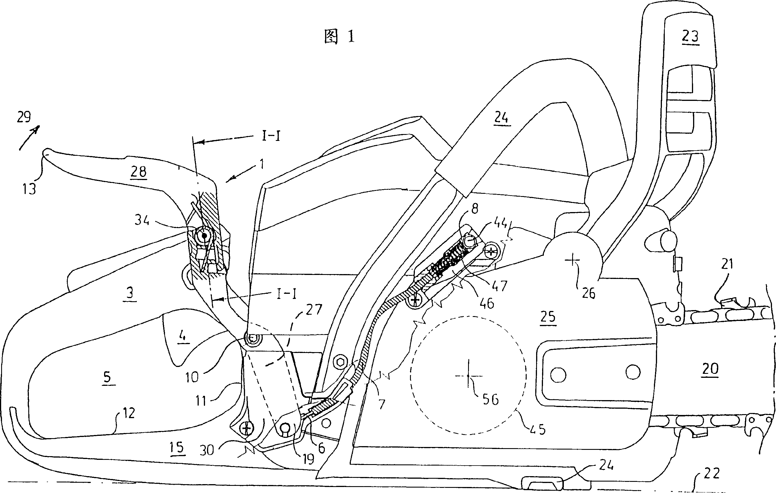 Trigger device for chain brake