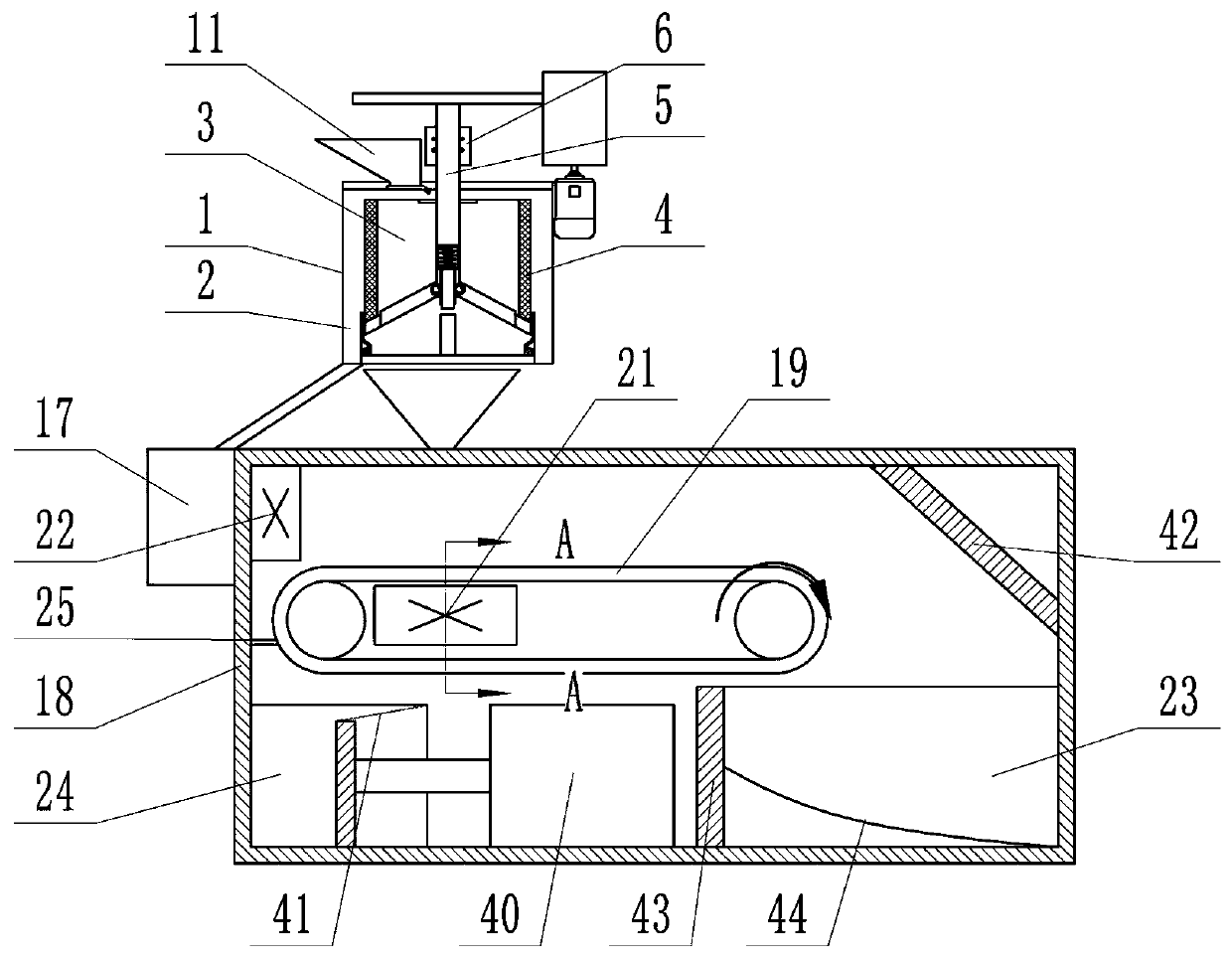 A mechanical processing waste treatment device