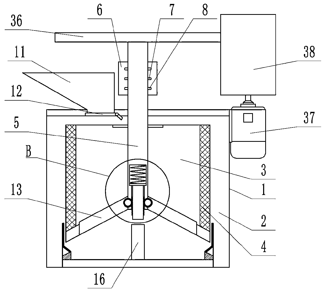 A mechanical processing waste treatment device