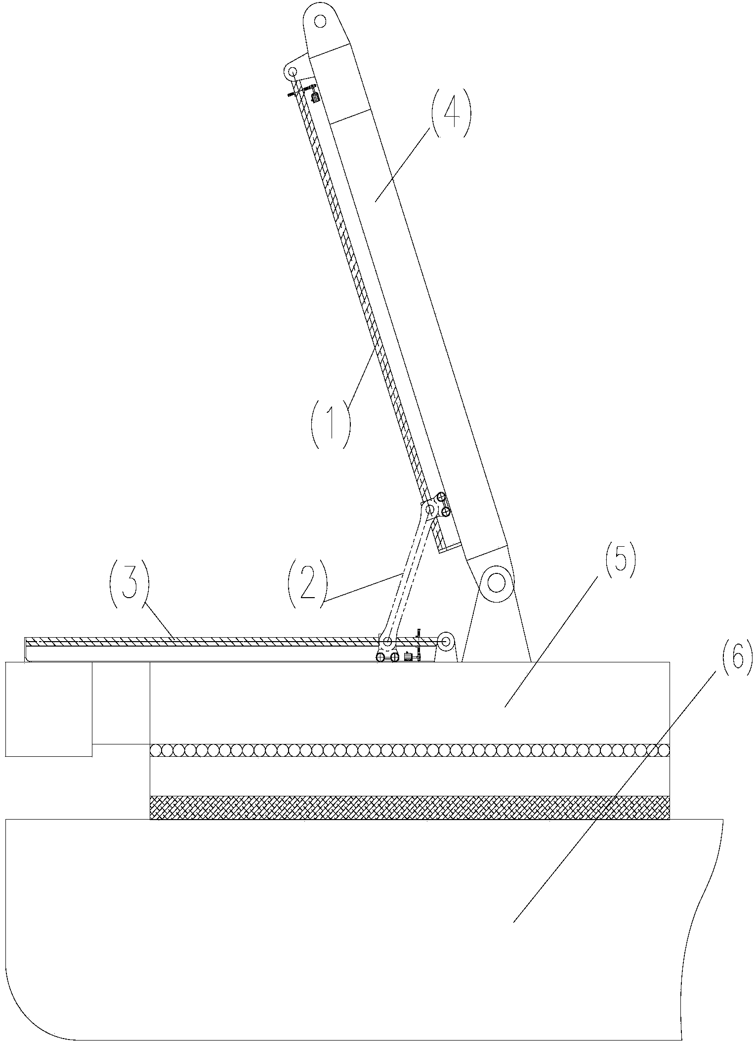 Landing gear for stepping moving type propeller strut of floating crane and landing steps of landing gear