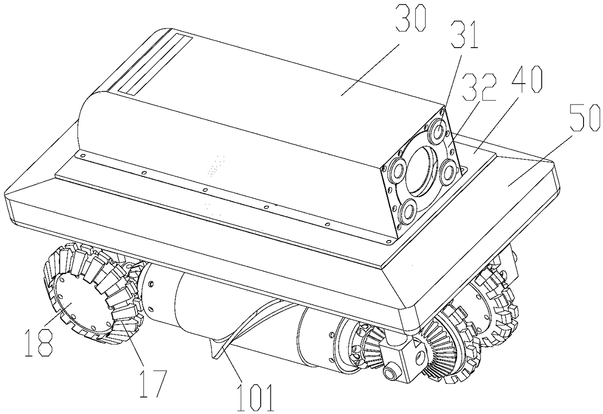 Bevel gear transmission pipeline robot