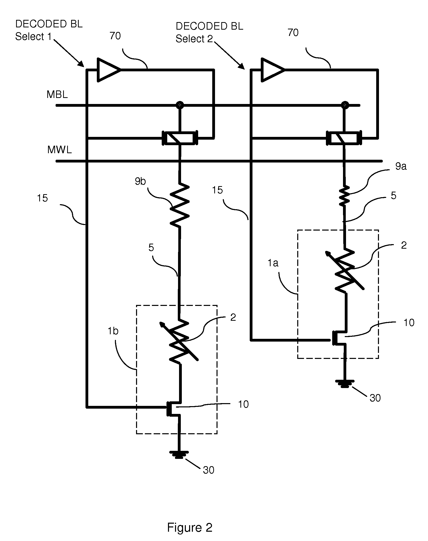 Balanced and bi-directional bit line paths for memory arrays with programmable memory cells