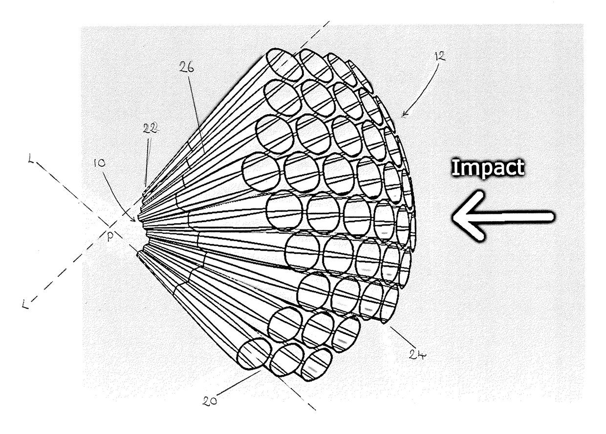 Impact energy absorbing device for a vehicle