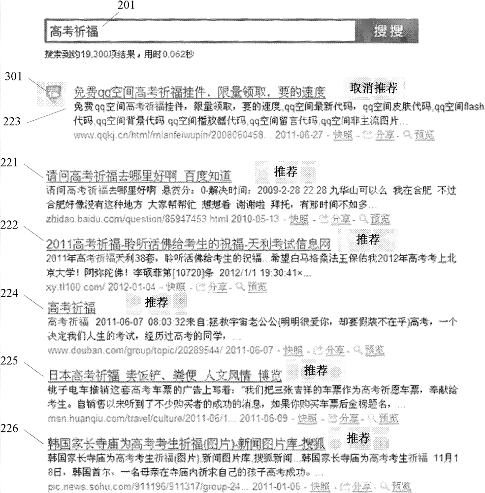 Display processing method and display processing apparatus of search results