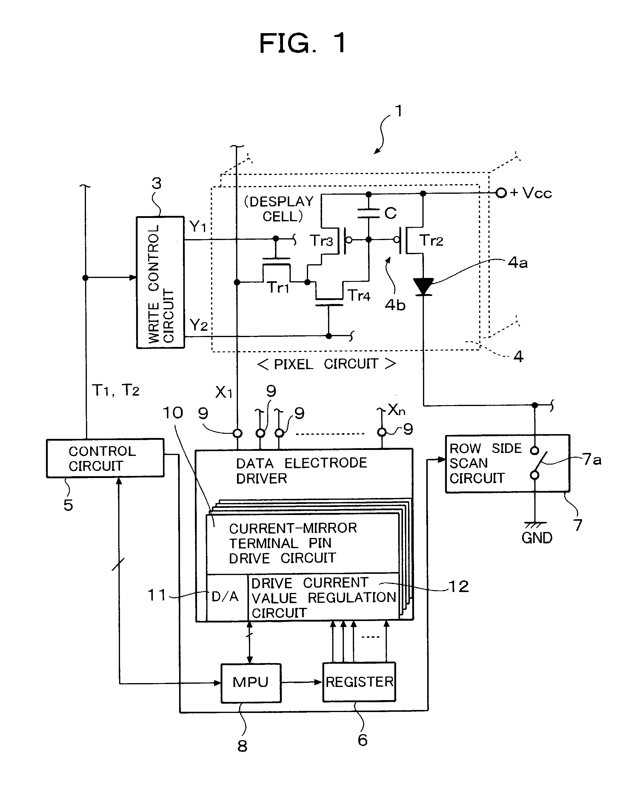 Drive circuit of active matrix type organic EL panel and organic EL display device using the same drive circuit