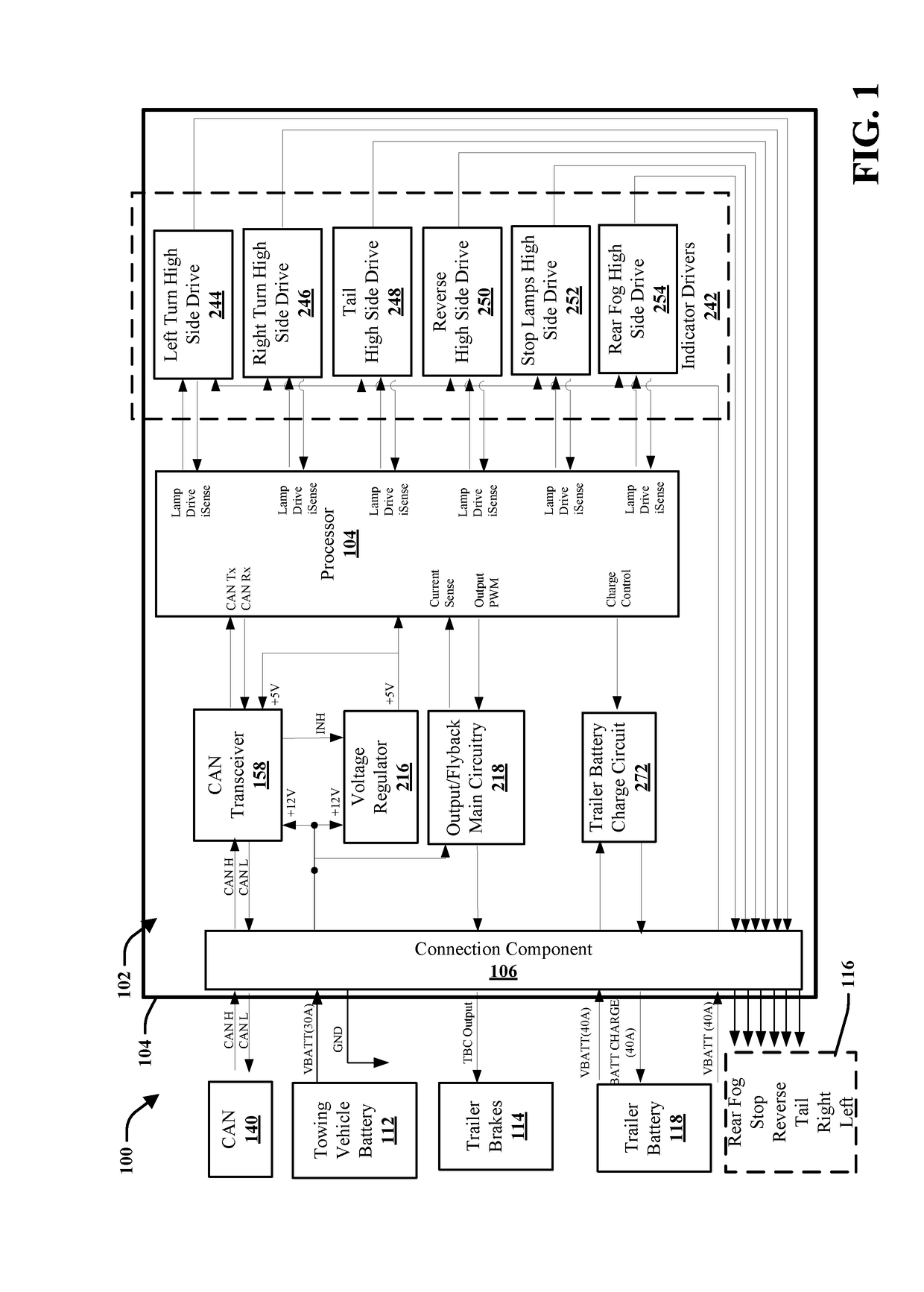 Combination of trailer braking and lighting functions