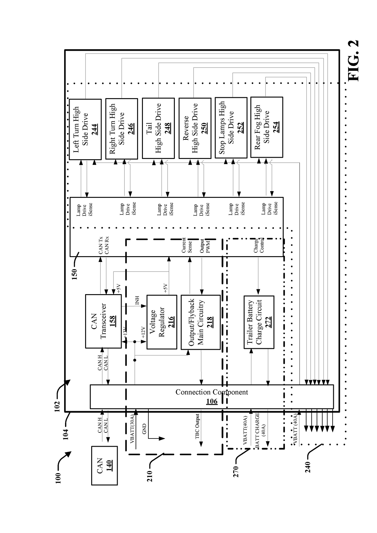 Combination of trailer braking and lighting functions