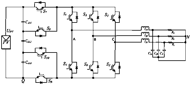 A control method for a ten-switch clamp type three-phase non-isolated photovoltaic inverter