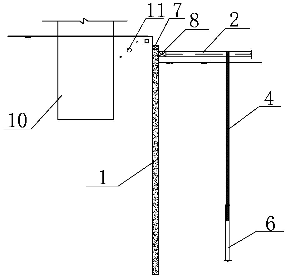 Top-rigid-and-bottom-flexible deep foundation pit supporting system and construction method thereof