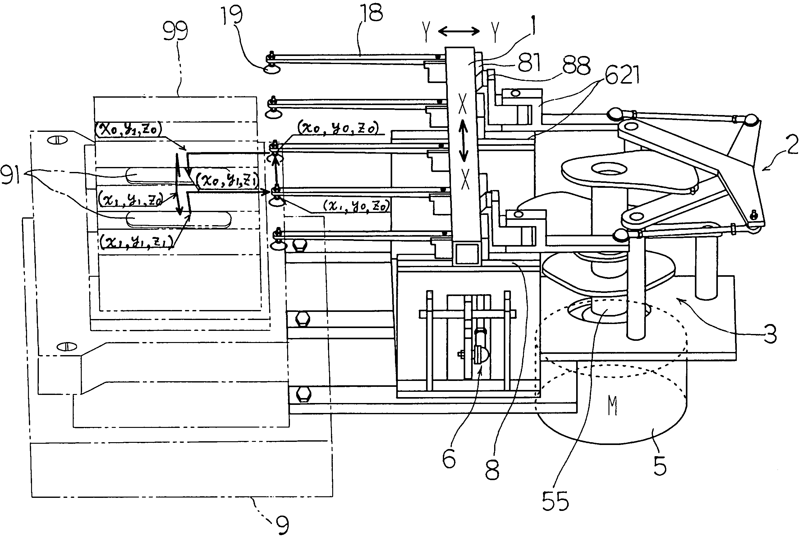 Work transfer device in multi-process press machine