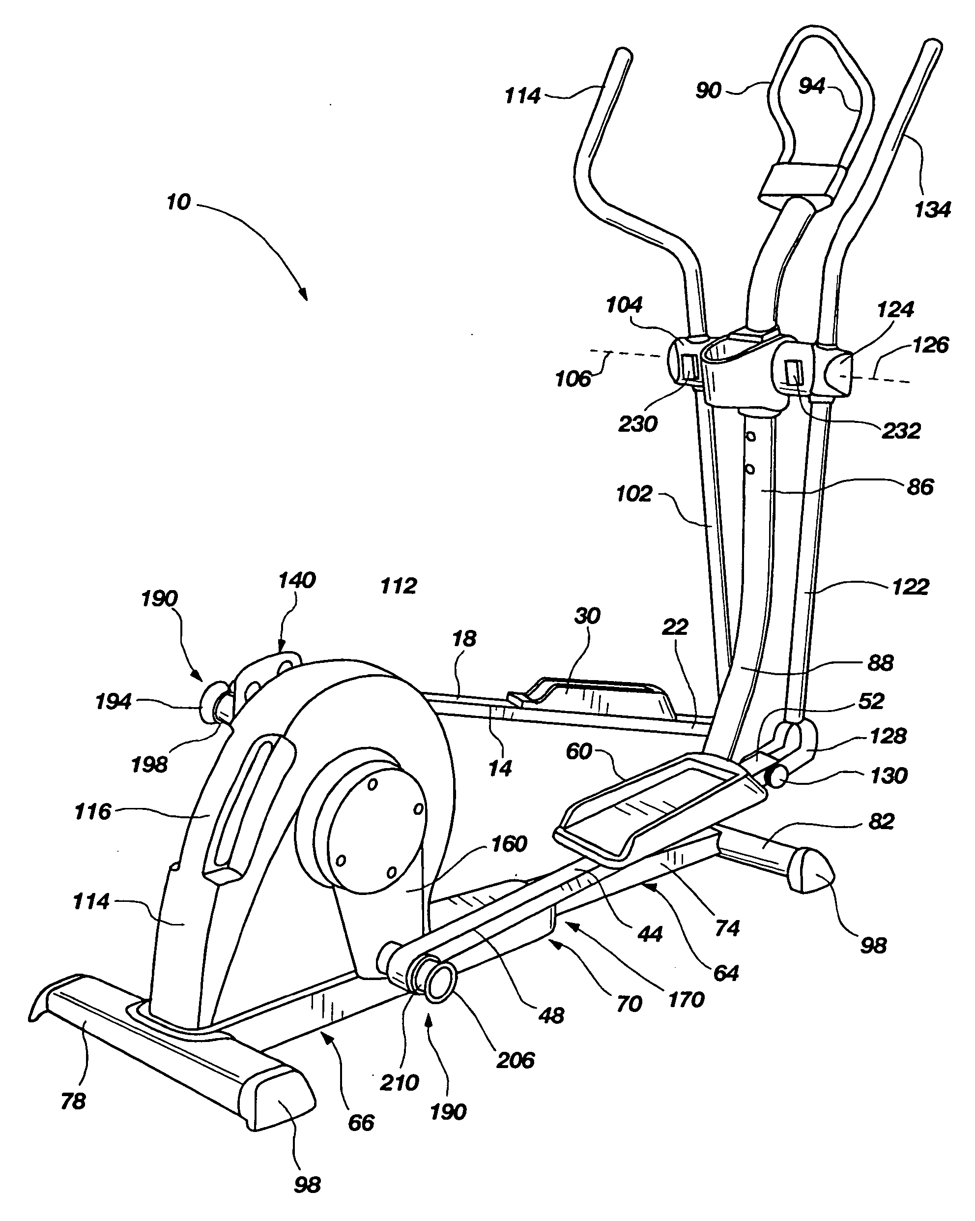 Foldable elliptical exercise machine