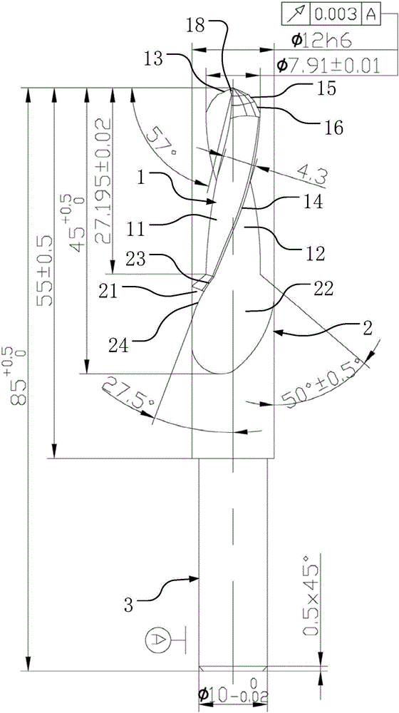 Step molding drill for pore forming on carbon fiber plate