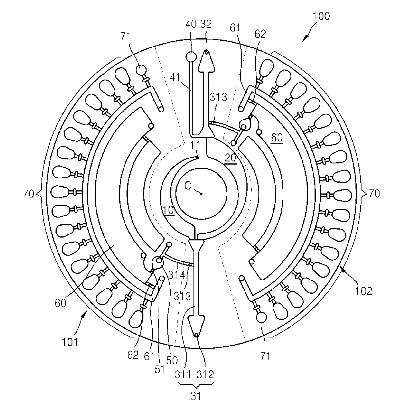 Micro-fluidic device and sample testing apparatus using the same