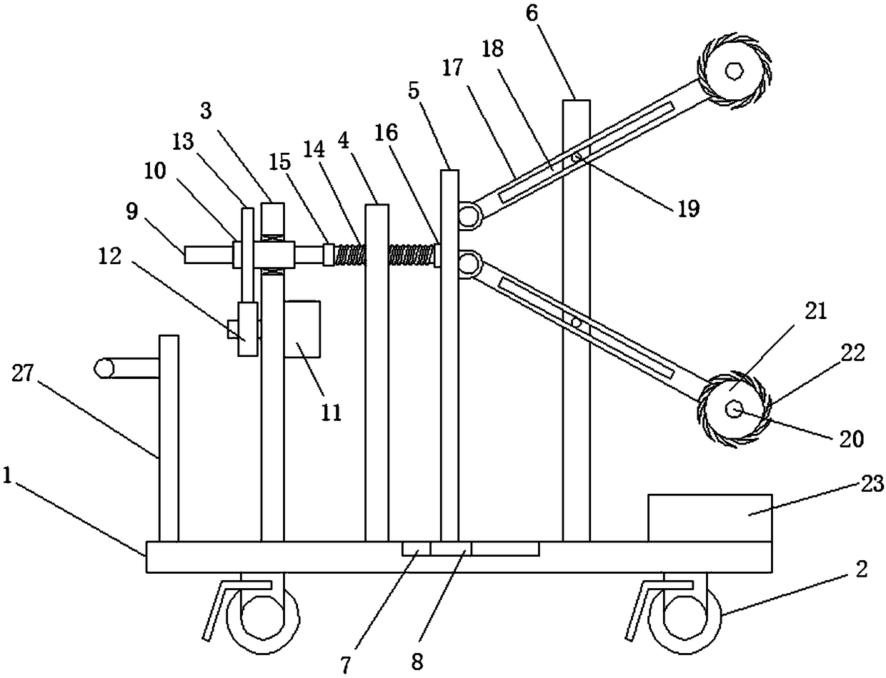 Push-type wall skin removing device for building construction