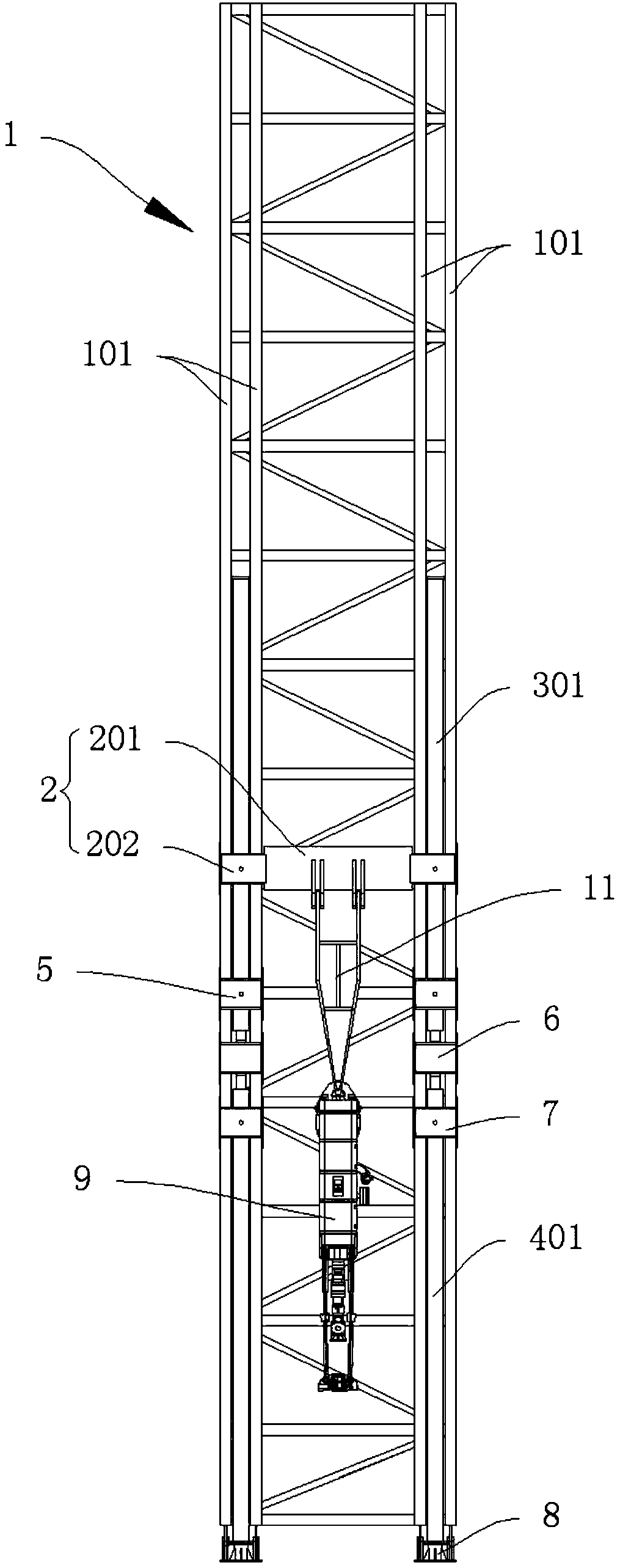 Equipment for lifting top drive drilling device