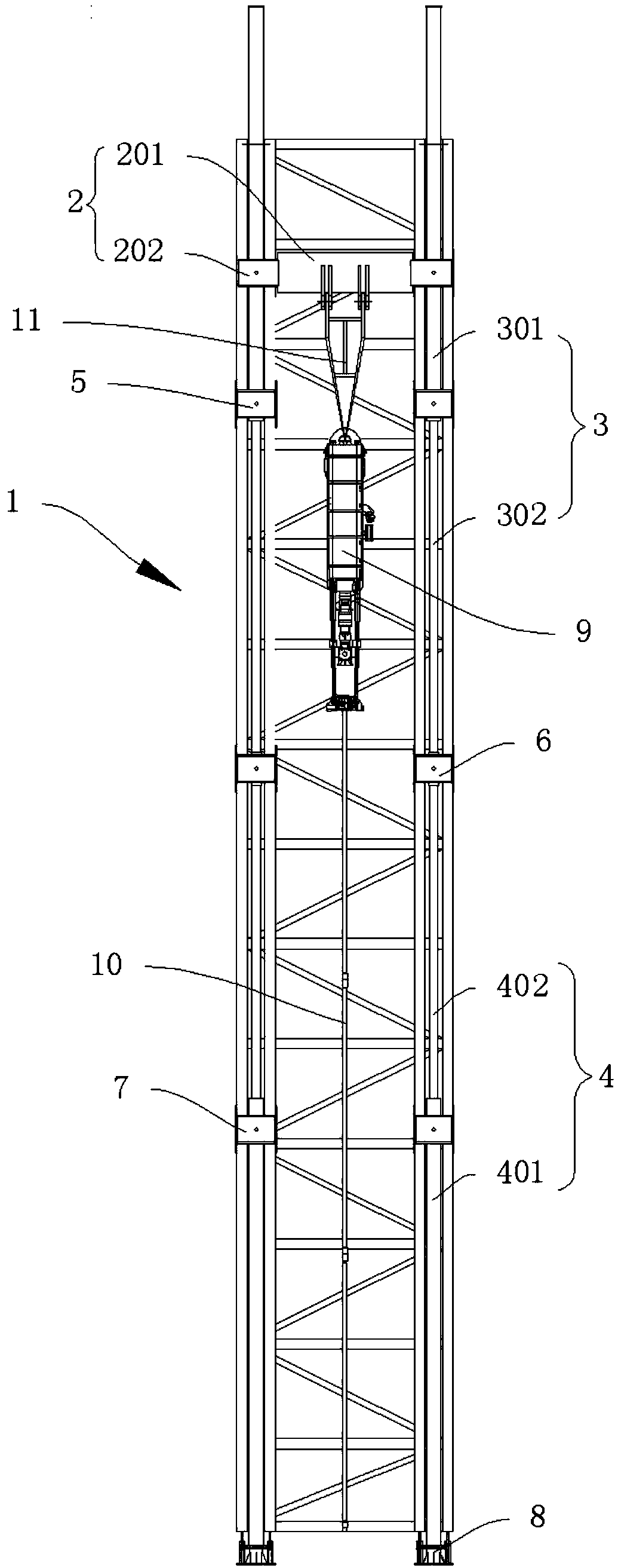 Equipment for lifting top drive drilling device