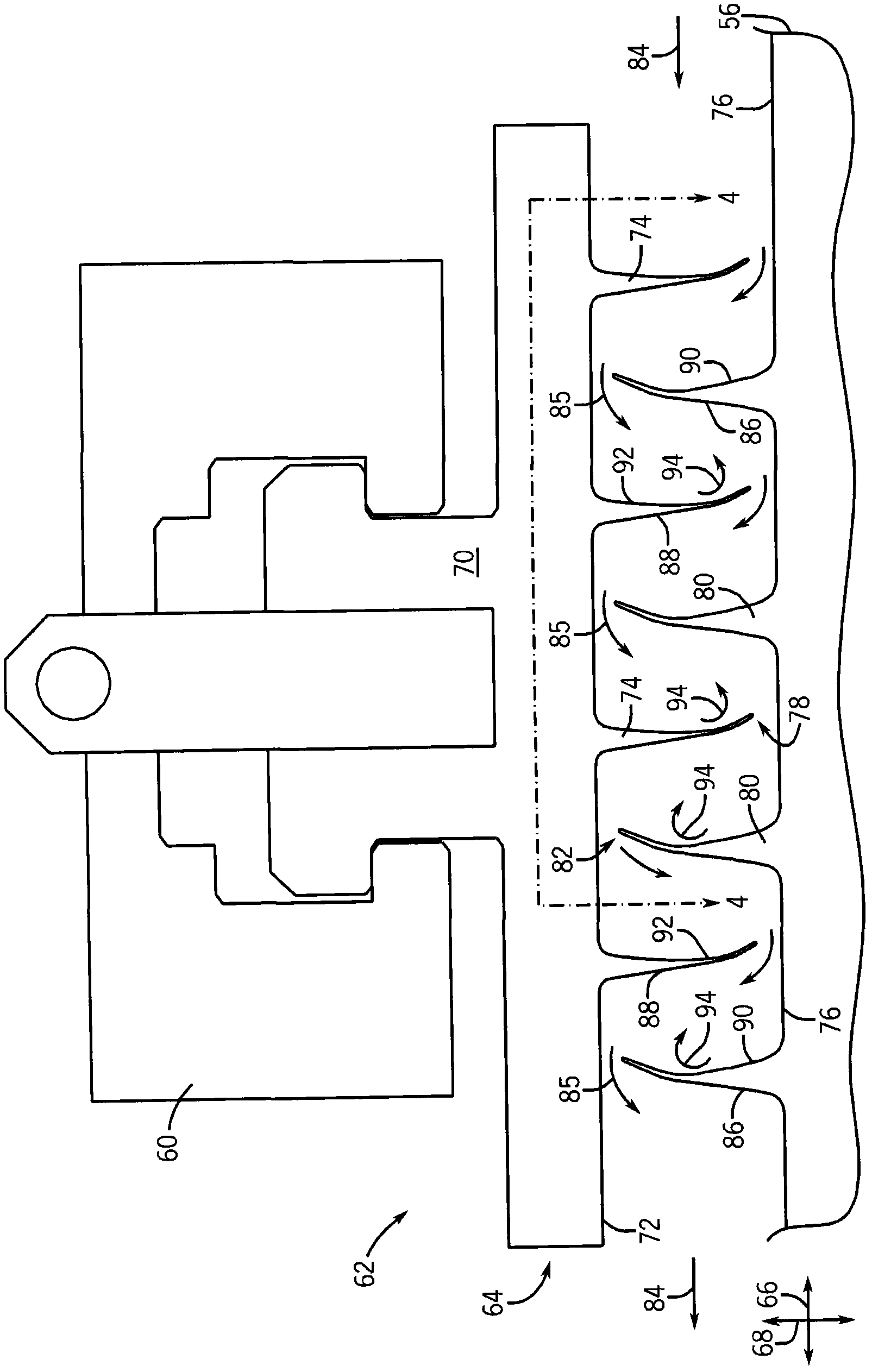 Curved labyrinth seal