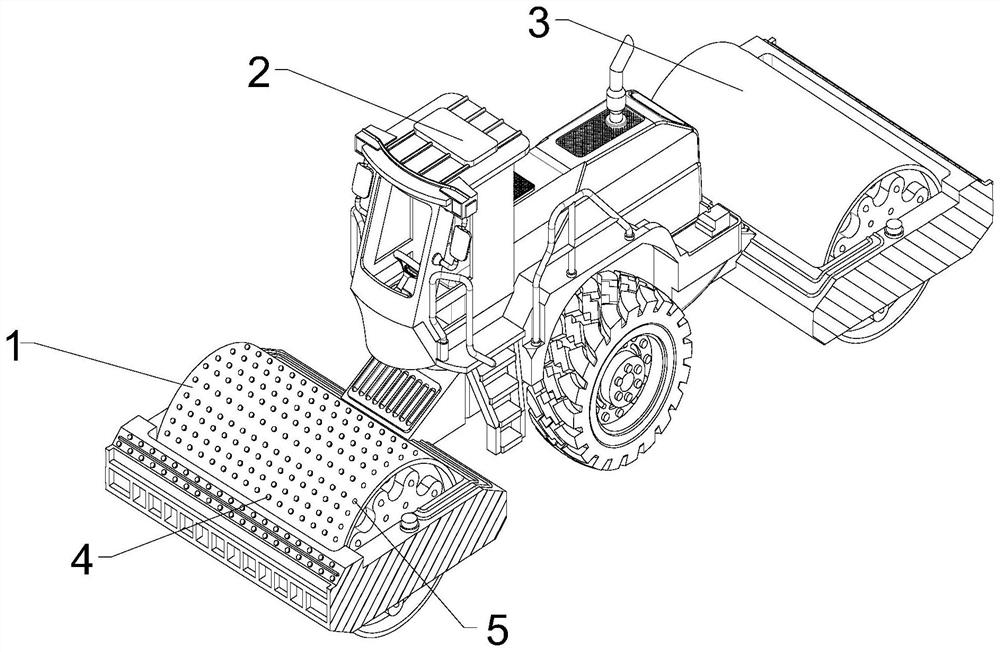 Vibration compaction device and vibration compaction method for backfill area in building construction