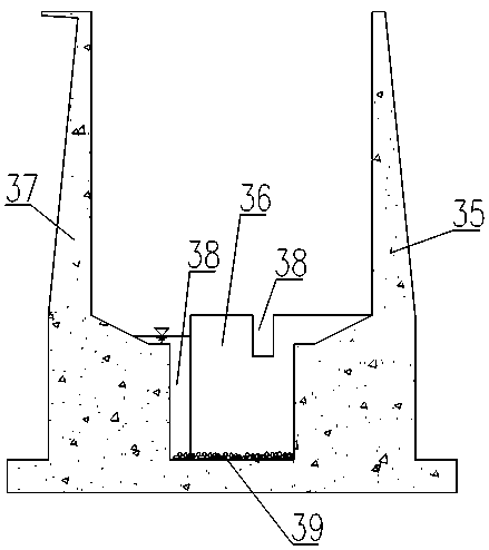 Ecological fishway with high and low inlets and main and auxiliary outlets being in vertical seam type