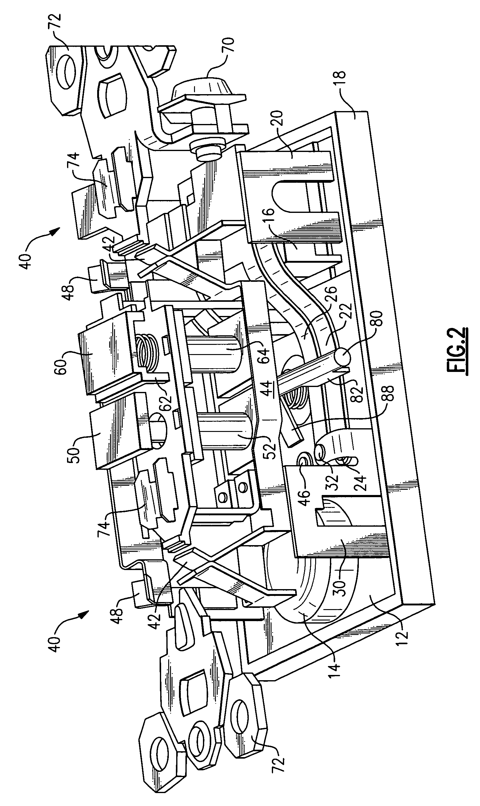 Protection device with a contact breaker mechanism