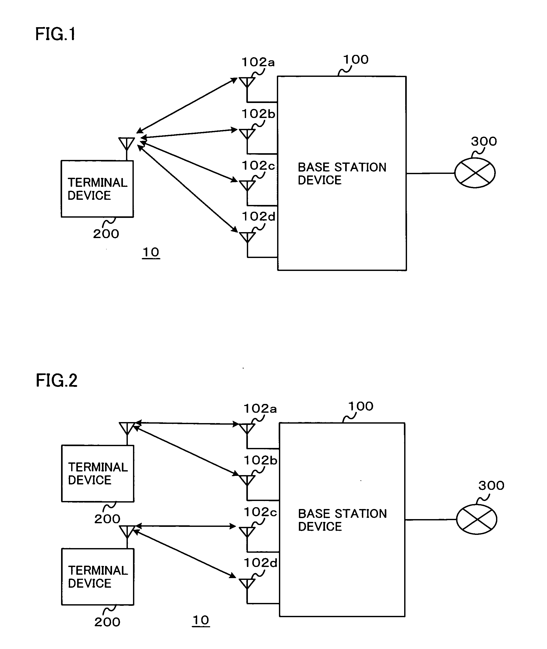 Base station device achieving effective use of frequencies by changing structures of antennas