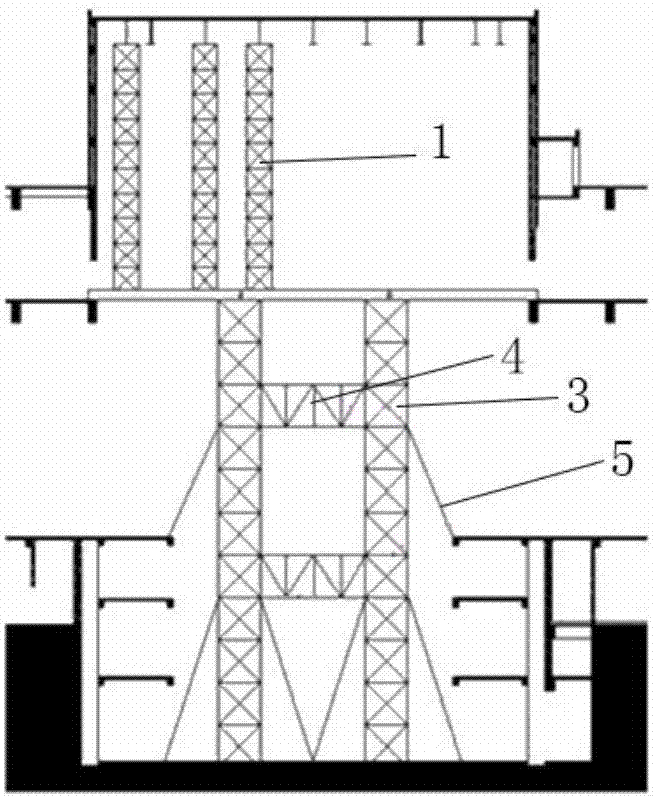 Inverse installation and construction method of indoor stage steel structure in theater