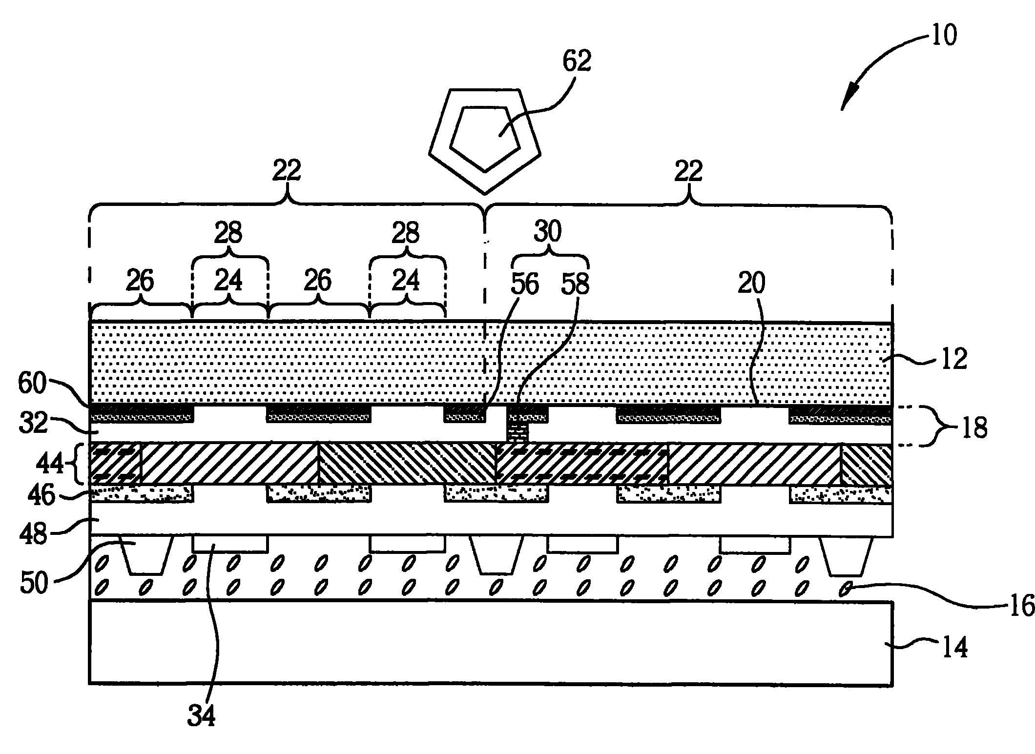 Structure of touch control type apparatus and touch control type display panel