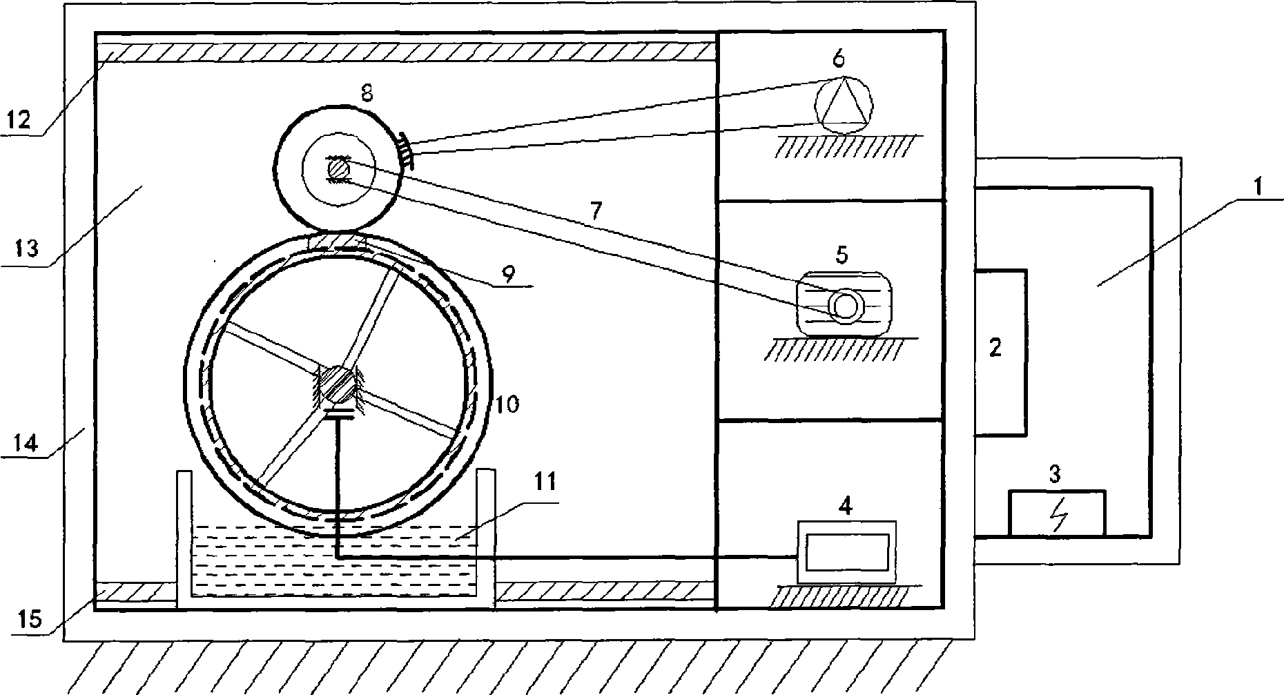 Method for testing accelerating and loading of main drive wheel type pavement materials and device