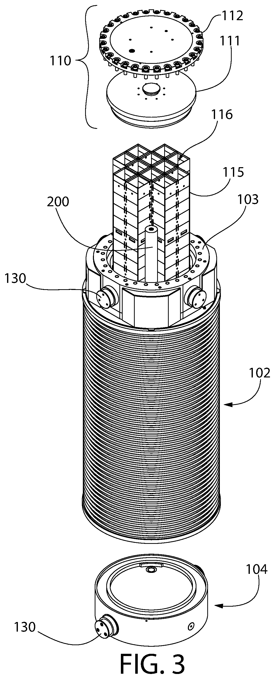 Storage system for radioactive nuclear waste with pressure surge protection