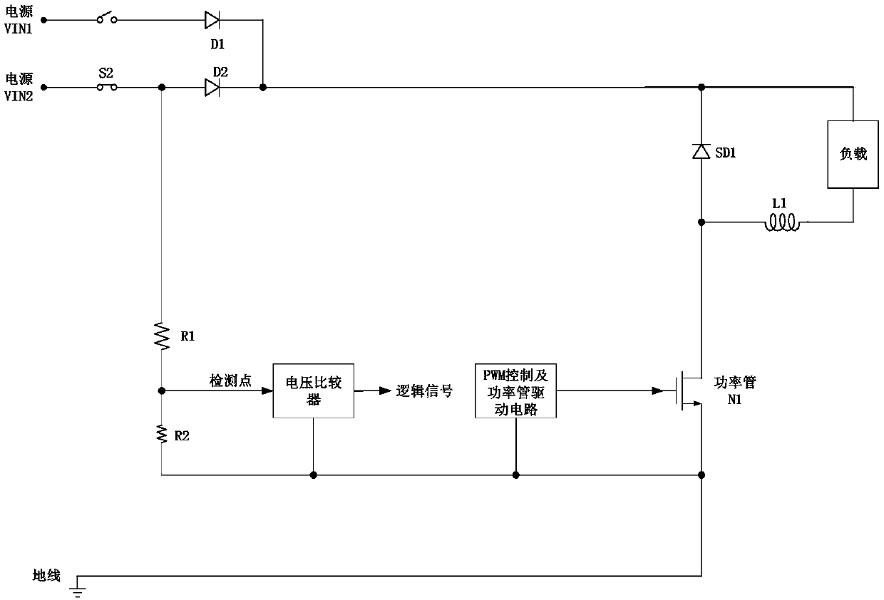 Power switch state detection circuit for floating ground wire BUCK type switching power supply