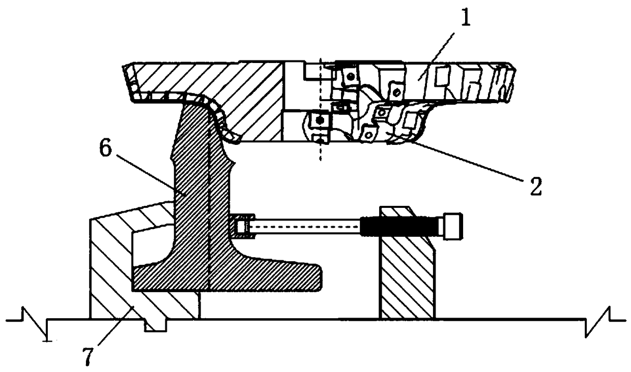 Integrated milling structure and method for working edge and rail top surface of turnout switch rail