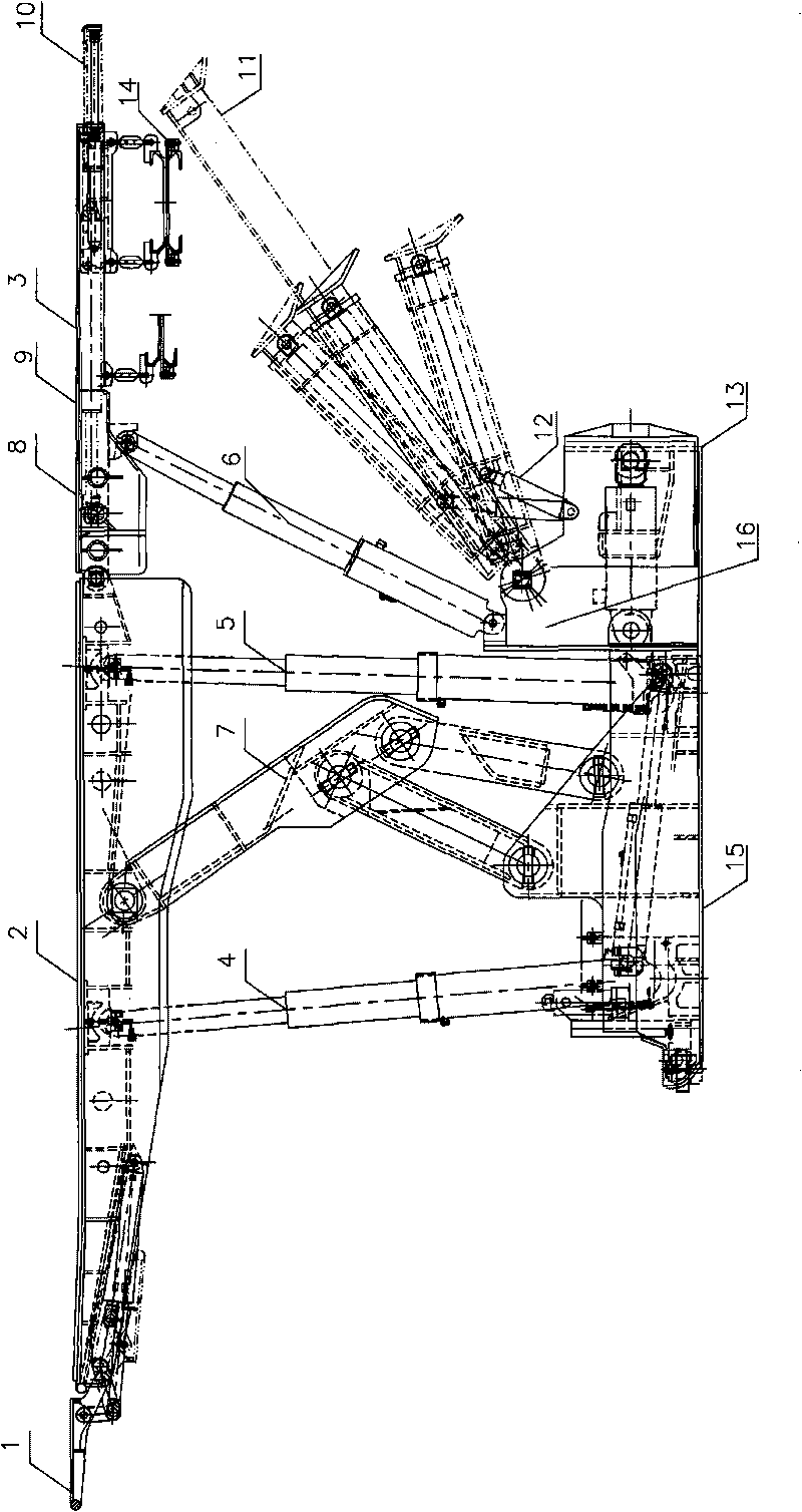 Hexastyle supporting type coal mining and filling hydraulic bracket