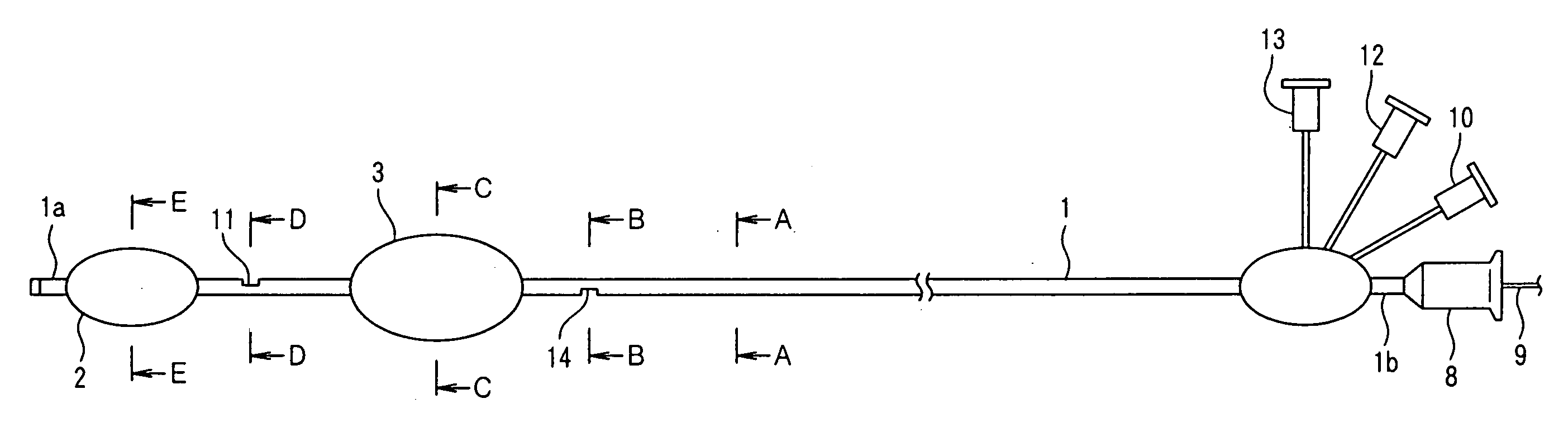 Balloon catheter and device for injecting medical treatment method