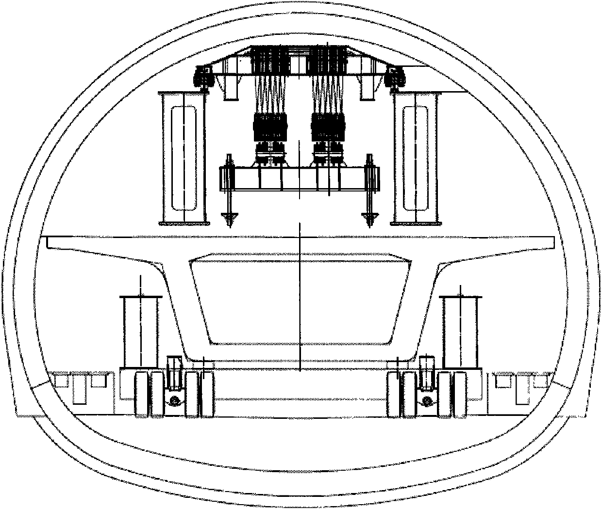 Inside and outside general bridge girder erection machine for high speed railway tunnel and girder erecting technology thereof