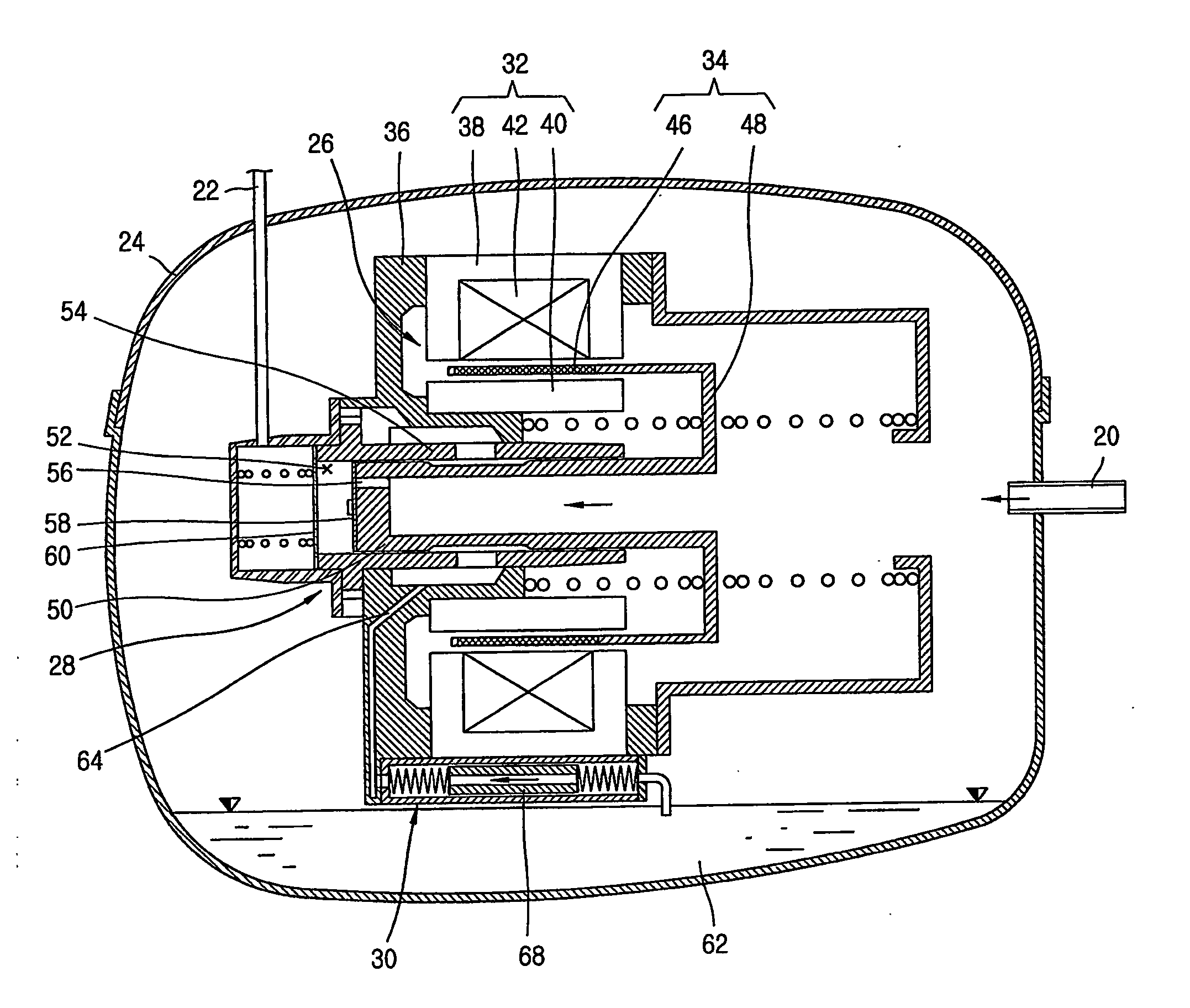 Refrigerating system having reciprocating compressor