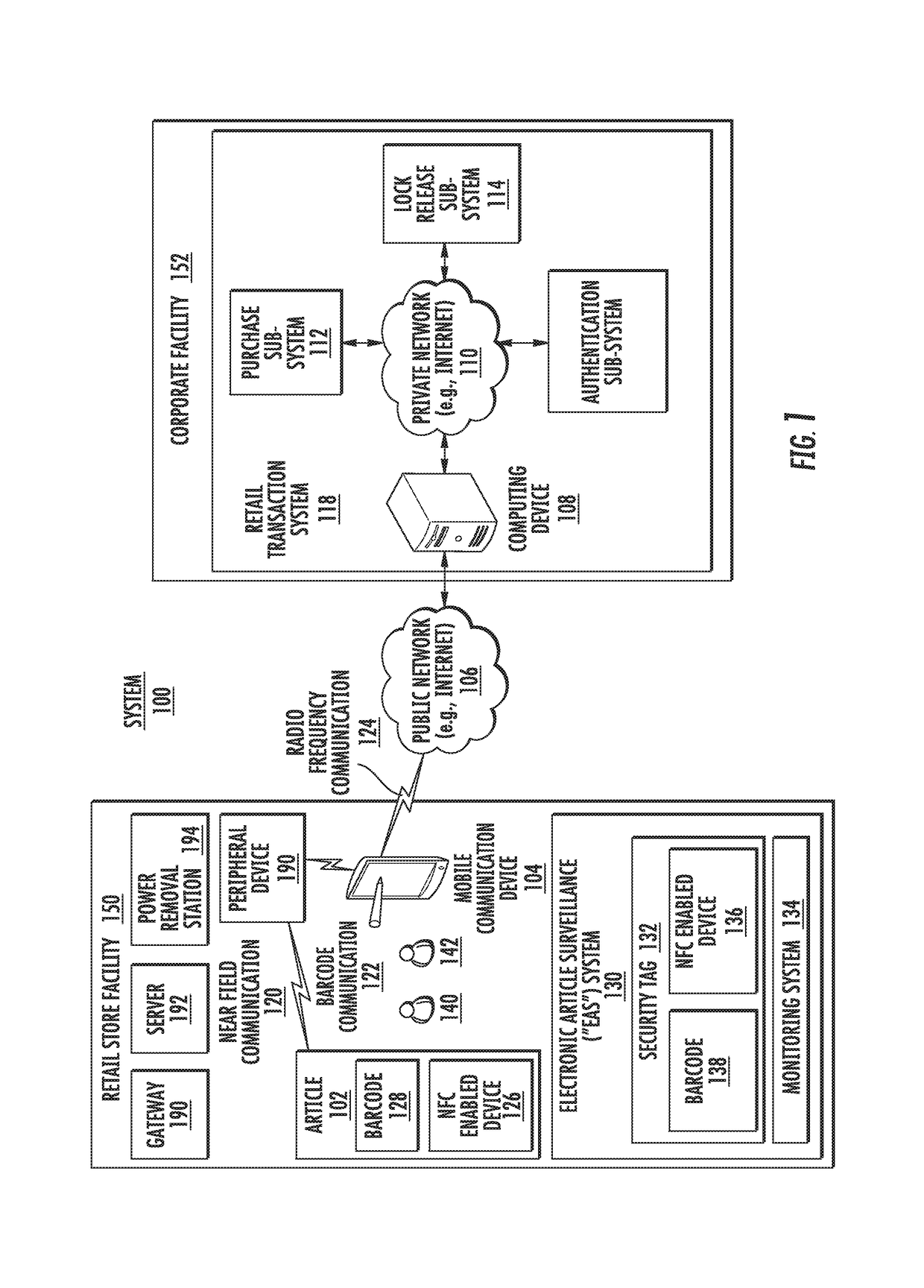 Self-detaching anti-theft device with power removal station