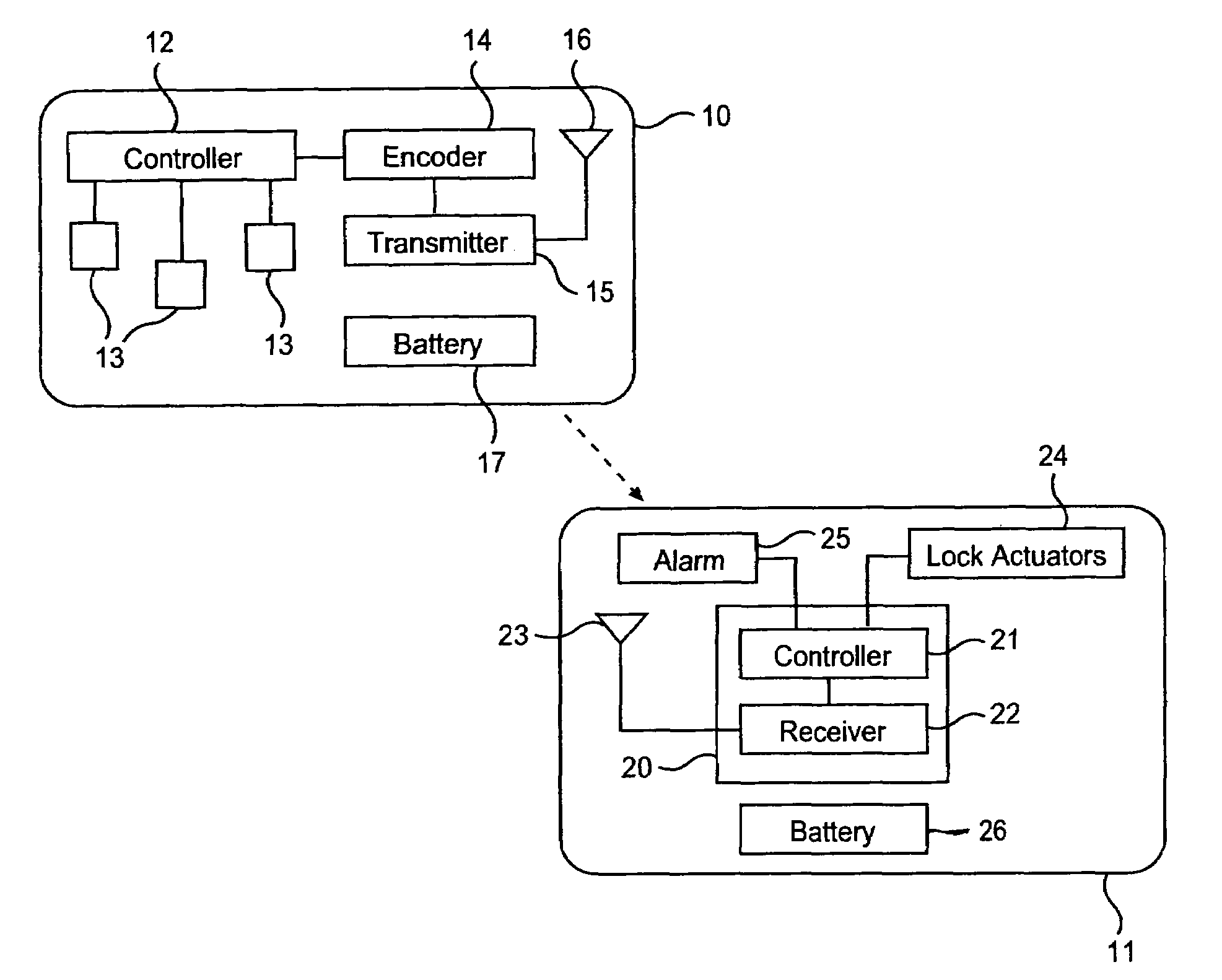 Remote entry system with increased transmit power and reduced quiescent current