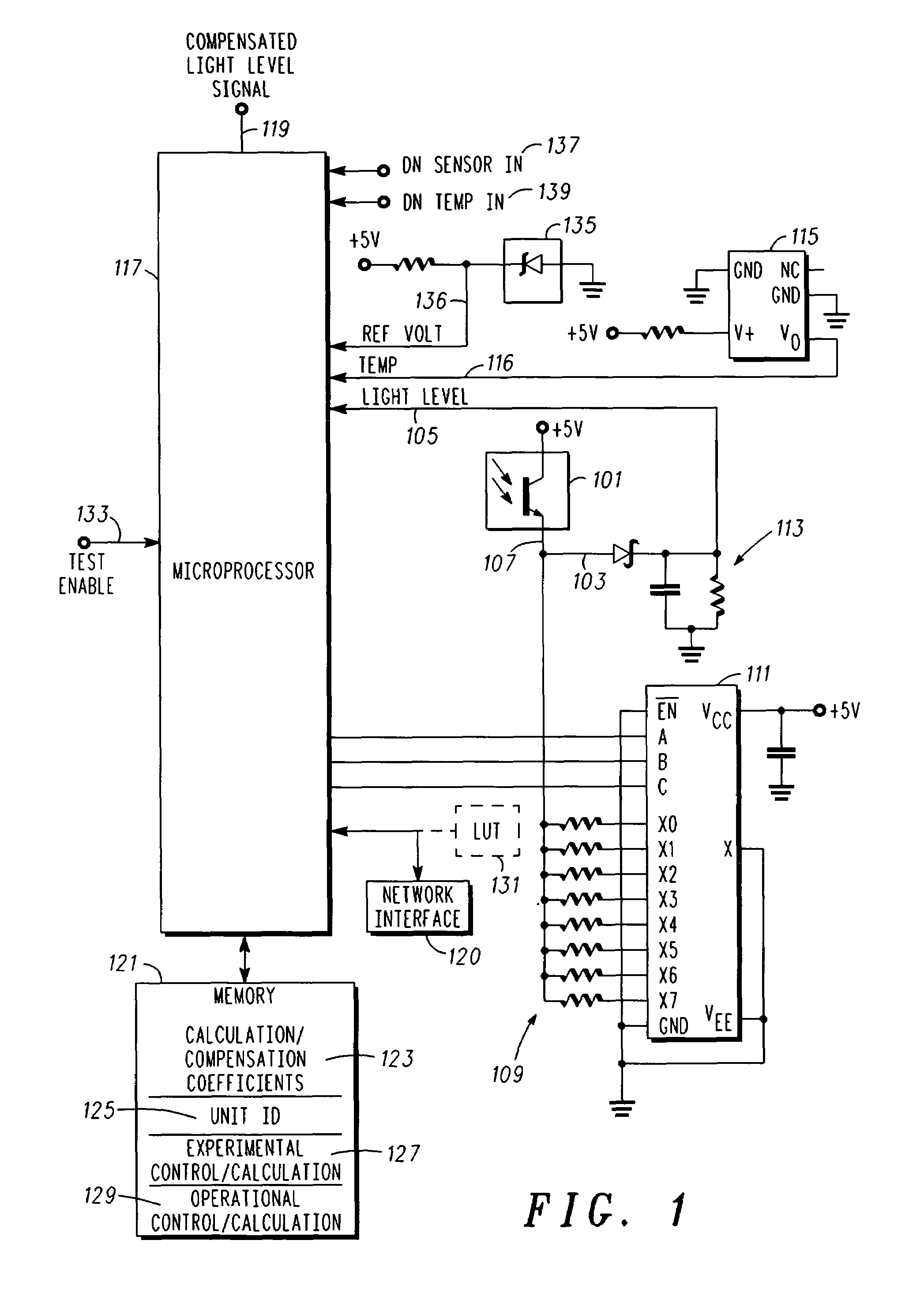 Photo detector with compensated output and method involving same