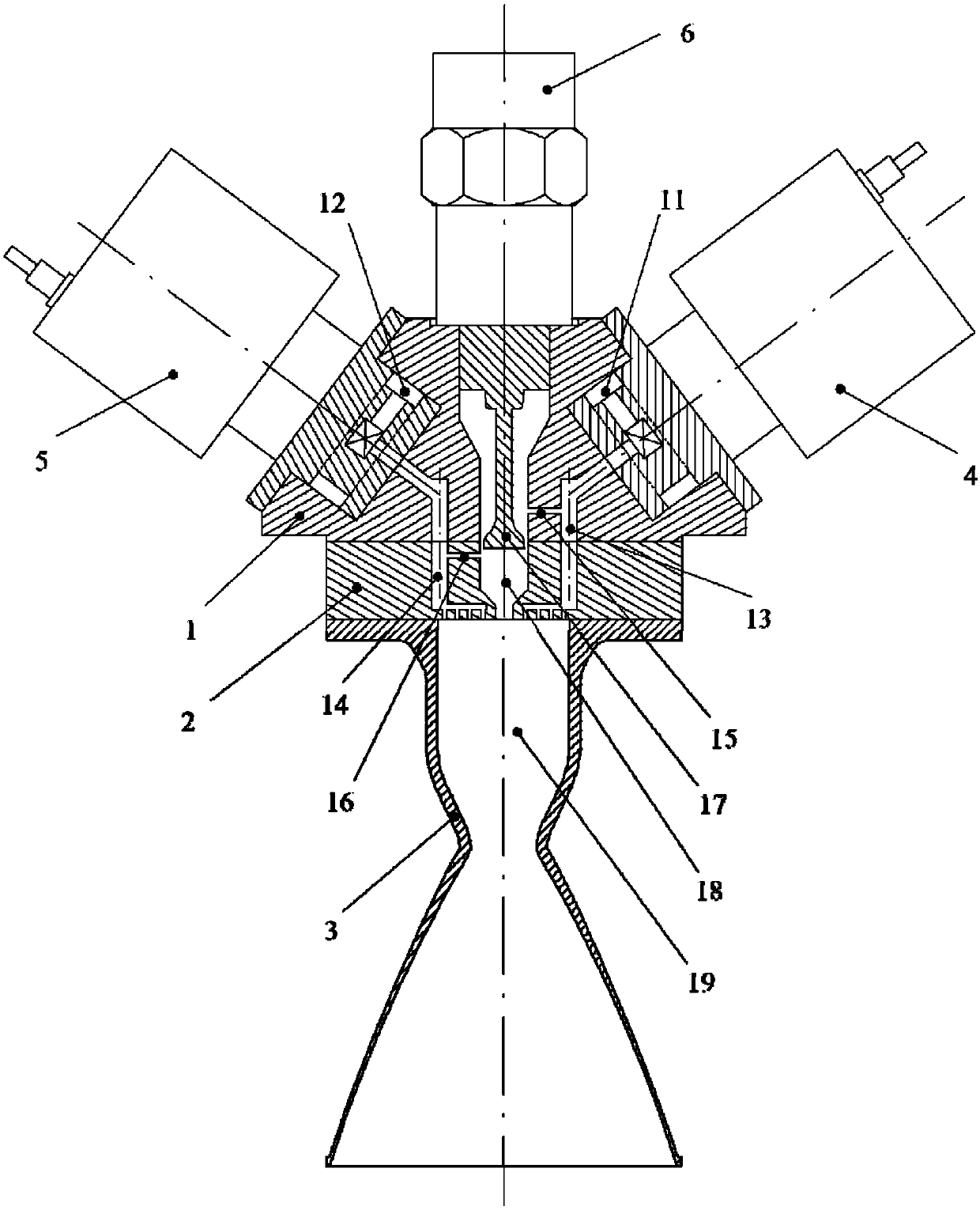 Liquid oxygen and methane engine adopting plug-in type valves and control method