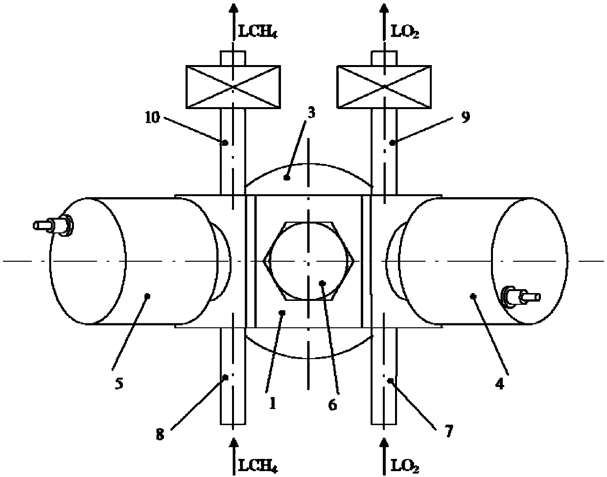 Liquid oxygen and methane engine adopting plug-in type valves and control method