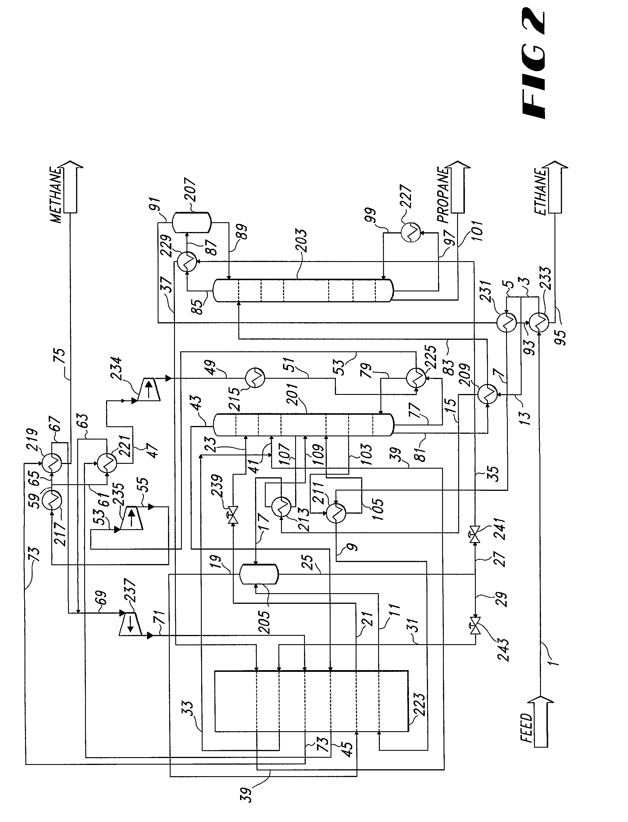 Ethane extraction process for a hydrocarbon gas stream