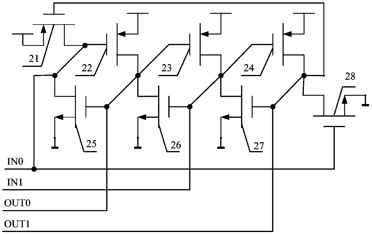 SET (Single Event Transient) reinforced structure based on protective door replacement circuit