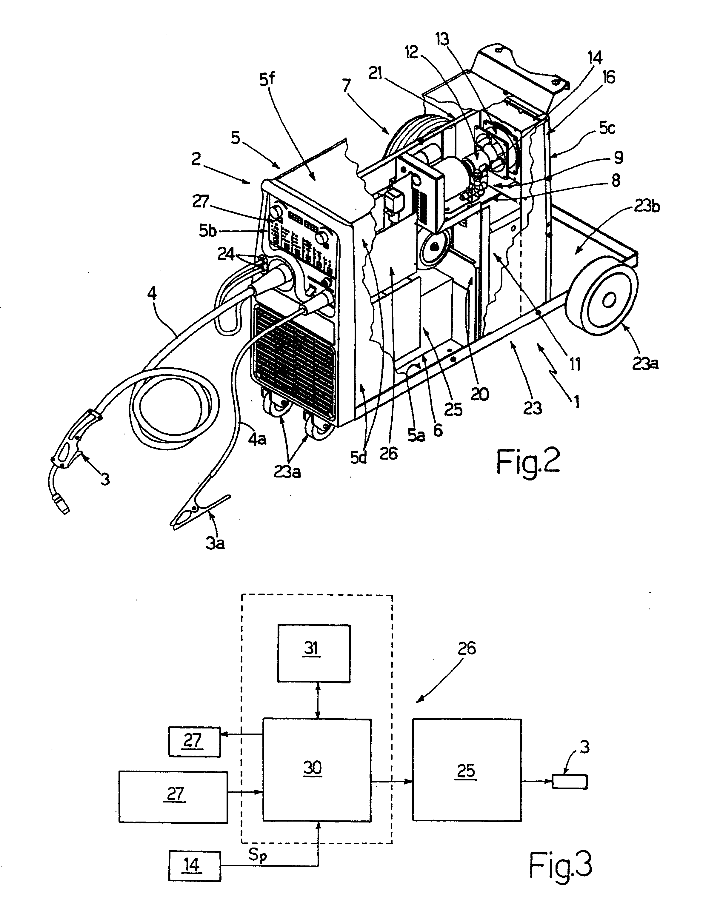 Welding machine and relative operating method