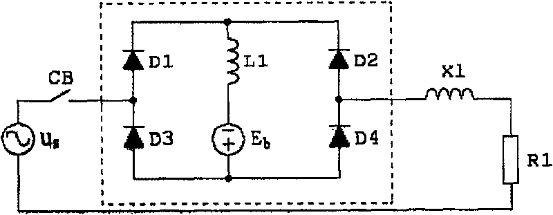 Failure current limit device based on the rectifying bridge and bidirectional switch switching