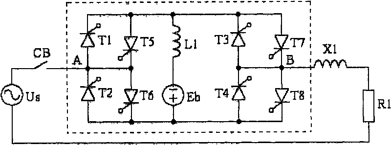 Failure current limit device based on the rectifying bridge and bidirectional switch switching