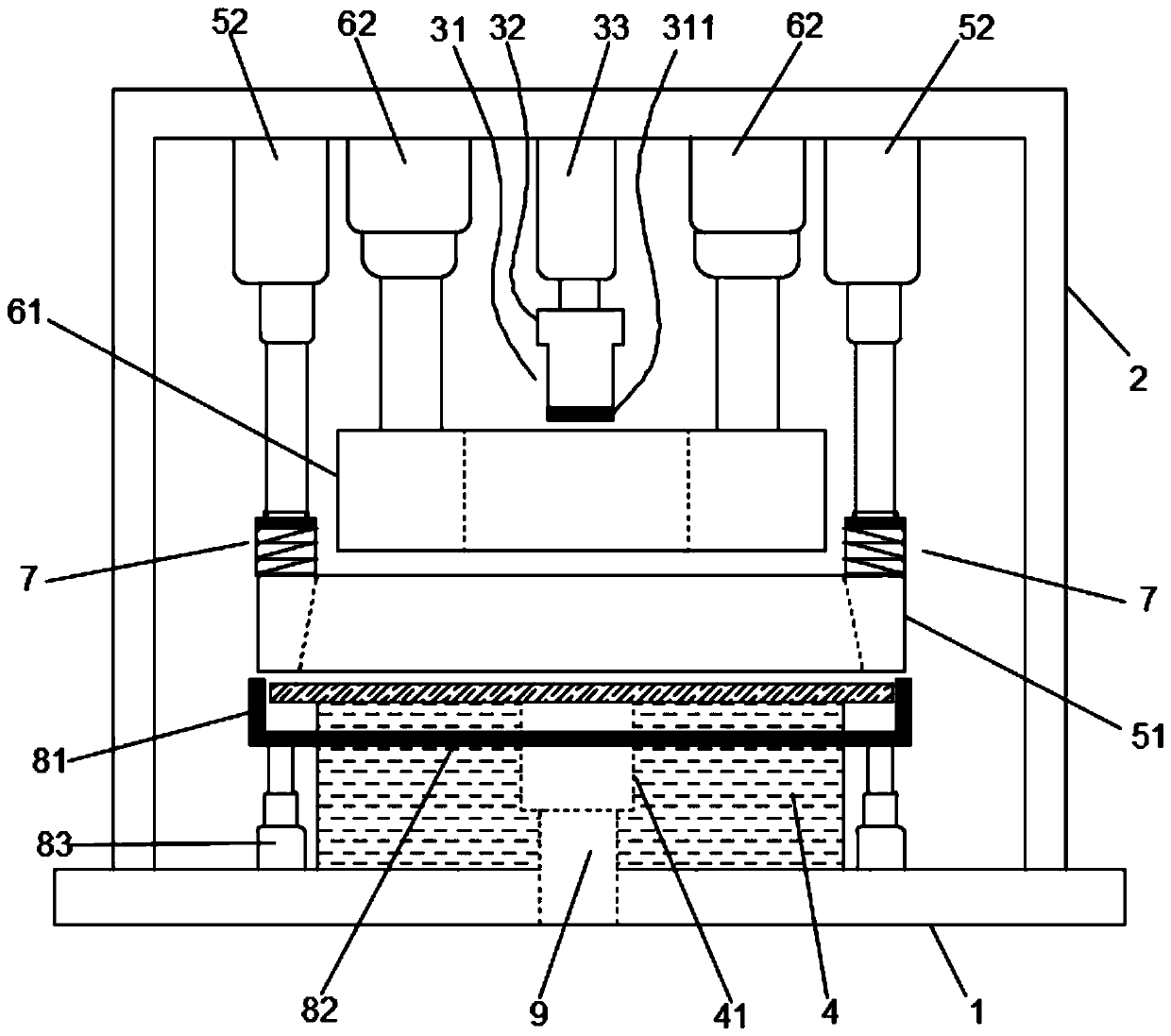 Automatic punching and bending device for filter element end covers