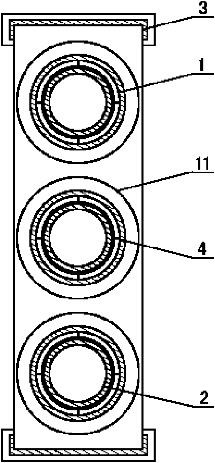 Transversely inserted and close-spaced all-glass vacuum heat pipe combined heat-collecting pipe type solar collector