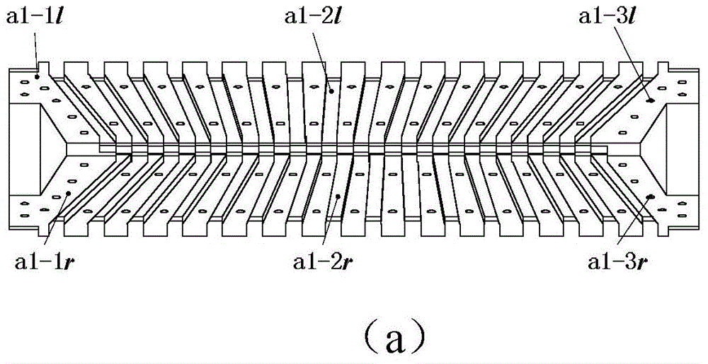 Multi-filament bundle equally-spaced filament-discharge compensation device of composite material filament paving head