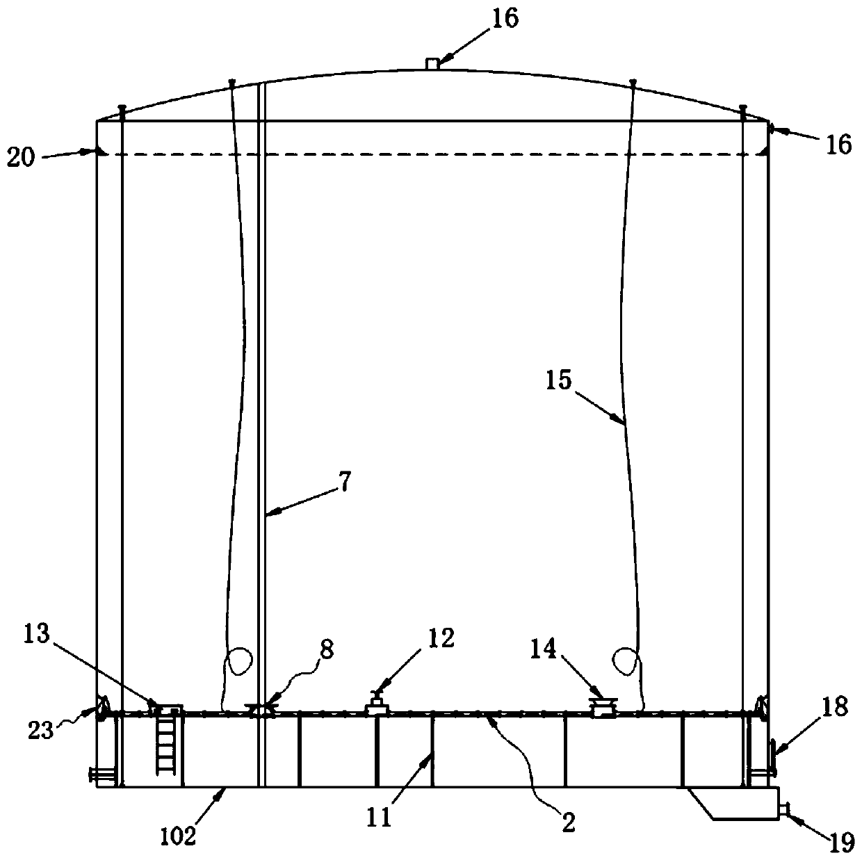 Brazed honeycomb panel internal floating roof storage tank